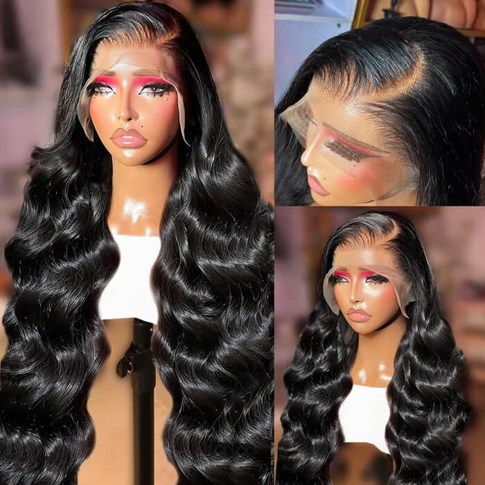 13x4 Lace Front Human Hair Wigs Natural Color Body Wave Density - view 5