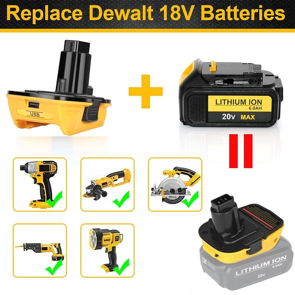 2X 18V To 20V MAX DCA1820 Adapter Converter For 20 Volt Li-ion Battery - view 6