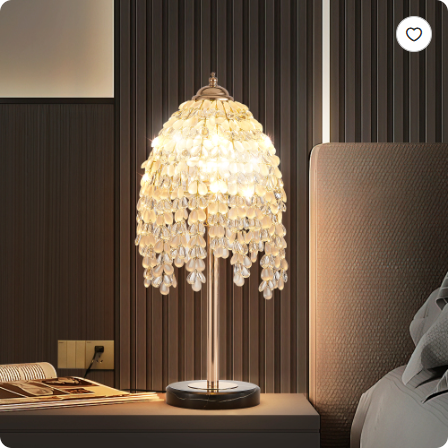 19 Inch Height Elegant Crystal Table Lamp Vintage Waterfall Design With Teardrop Grape Crystal Bead String Shades - view 6