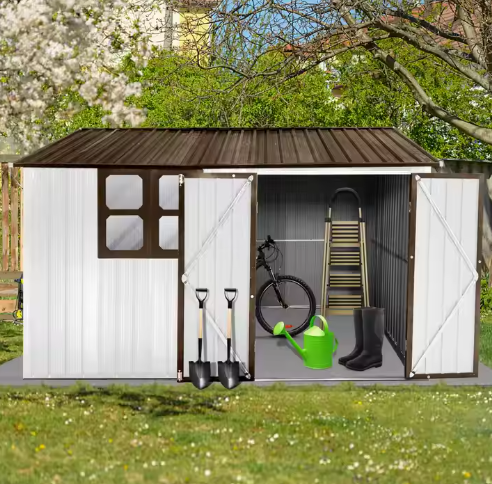 Metal Garden Sheds 10ftx8ft Outdoor Storage Sheds Whitecoffee With Window - view 4