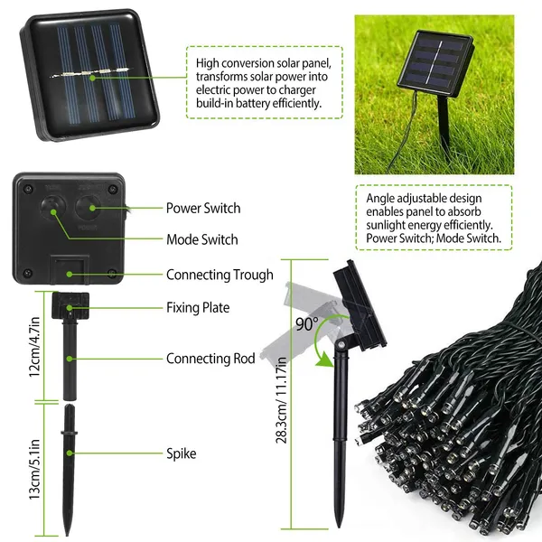 Solar String Lights LED Solar Power Fairy String Light 12M - view 6