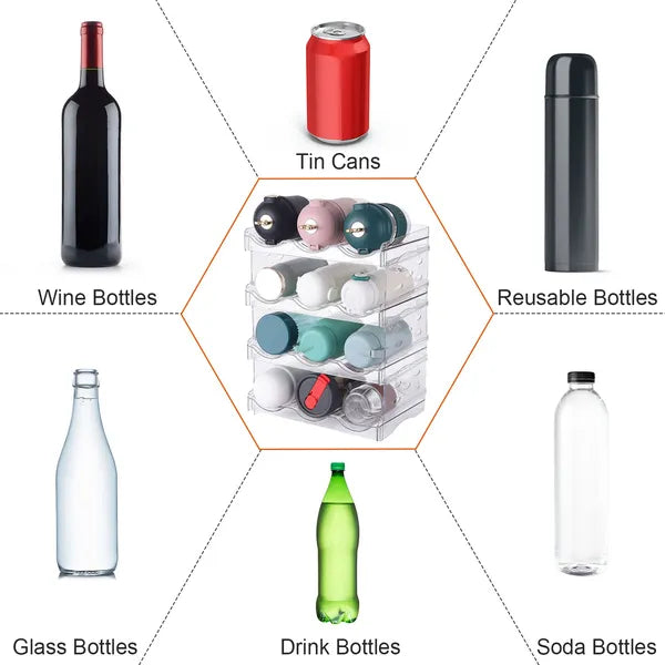 4 Tier Bottle Storage Holder 12 Bottles Transparent Stackable Bottle Organizer Standing Drink Holder Shelf For Kitchen - view 5