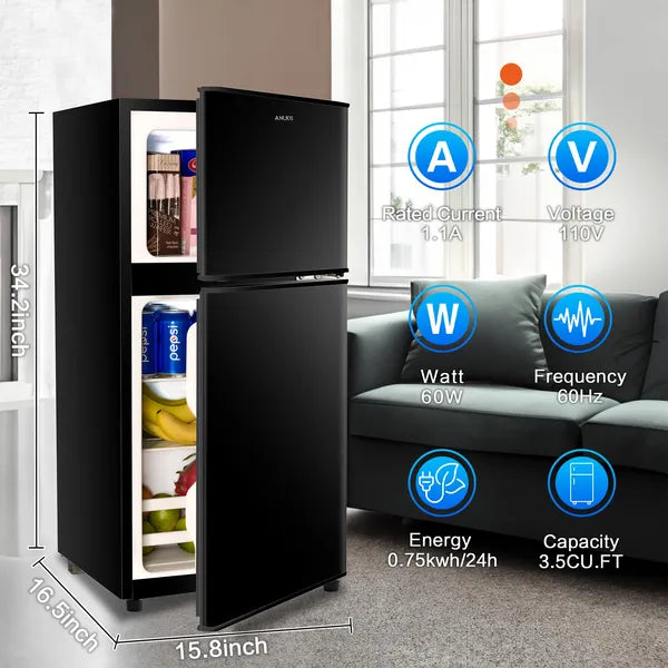 KRIB BLING 3.5Cu.Ft Compact Refrigerator Mini Fridge With Freezer, Small Refrigerator With 2 Door - view 5