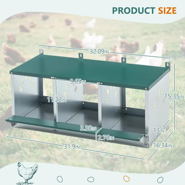 Metal Nesting Boxes For Chicken,3 Compartment Nesting Box,Galvanized Steel Nesting Boxes For Hens, Easy To Assemble - view 6