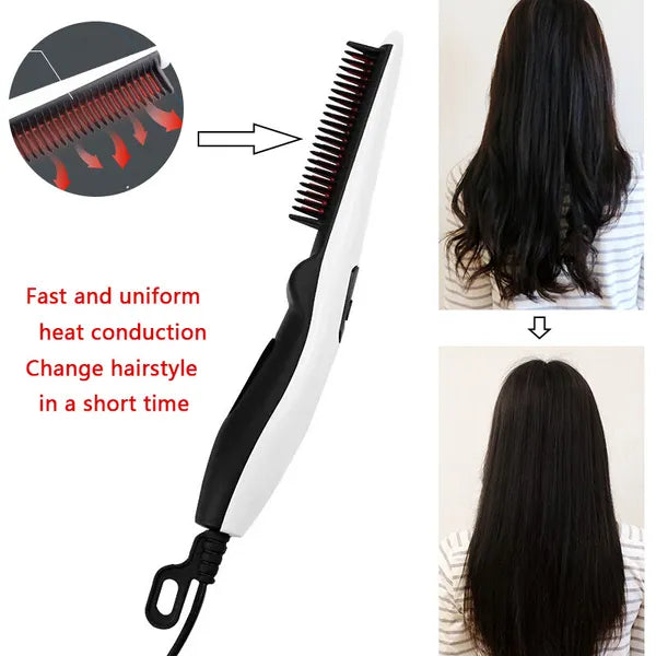 Fast Heated Electric Straight Hair Comb Beard Straightner Brush Styler Men Women - view 6
