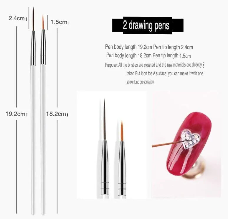 20PCS/Set Nail Art Design Dotting Painting Drawing Polish Brush Pen Tools UV Gel - view 10