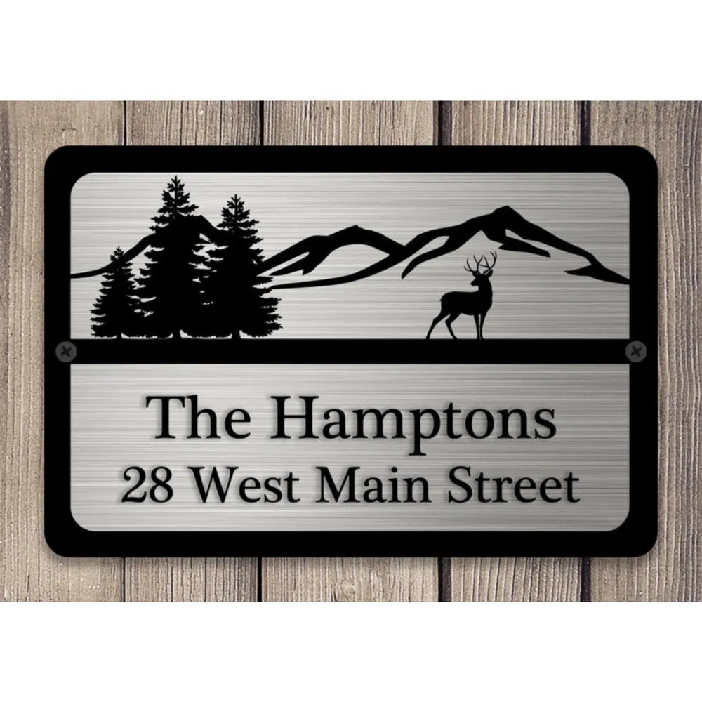 Custom Metal House Address Sign Deer Mountain Artwork Yard Number Plaque - view 8