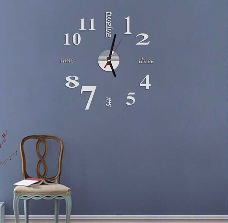 DIY Acrylic Creative 3D Stereo Mirror Wall Clock - view 8