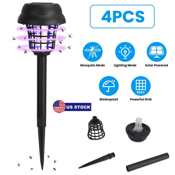 4 Pack Solar Powered Mosquito Zapper Outdoor Insect Killer Torch Waterproof Bug Zapper With UV Light White Light - view 5