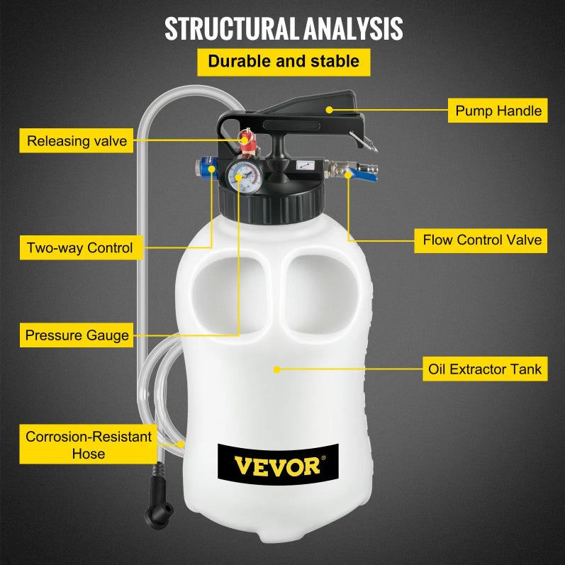 VEVOR Transmission Fluid Pump 2 Way Manual ATF Refill System Dispenser, Oil And Liquid Extractor 10 Liter Large Capacity - view 8