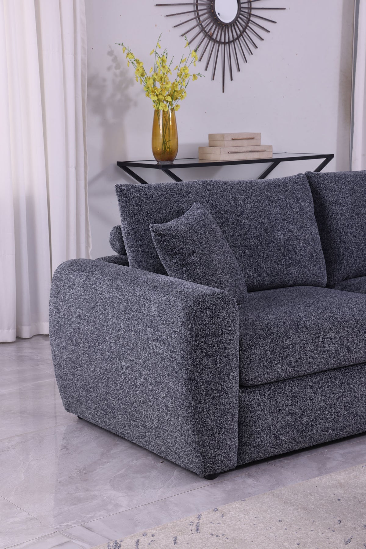 Modern Minimalist Comfortable Fabric GREY Sofa - view 10