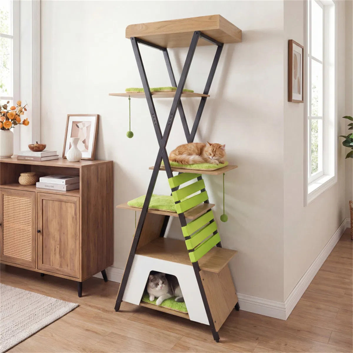 73" Multi-Level Cat Tree with Condo & Perch, Multi-Cat Climbing Tower with Scratching Pad & Interactive Toys - view 10