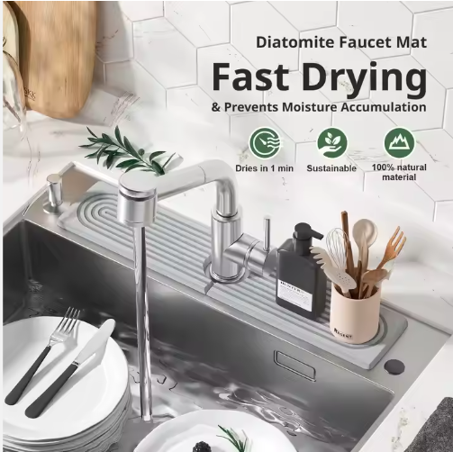 Diatomaceous Earth Sink Tray Stone Home Sink Caddy Kitchen Instant Dry Sink Organizer - view 4
