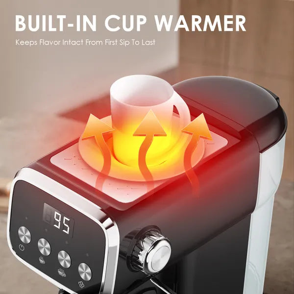 20 BAR Slim Vertical Espresso Machine With Milk Frother, Built-in Cup Warmer, 43 OZ Detachable Tank, For Rich Espresso - view 5