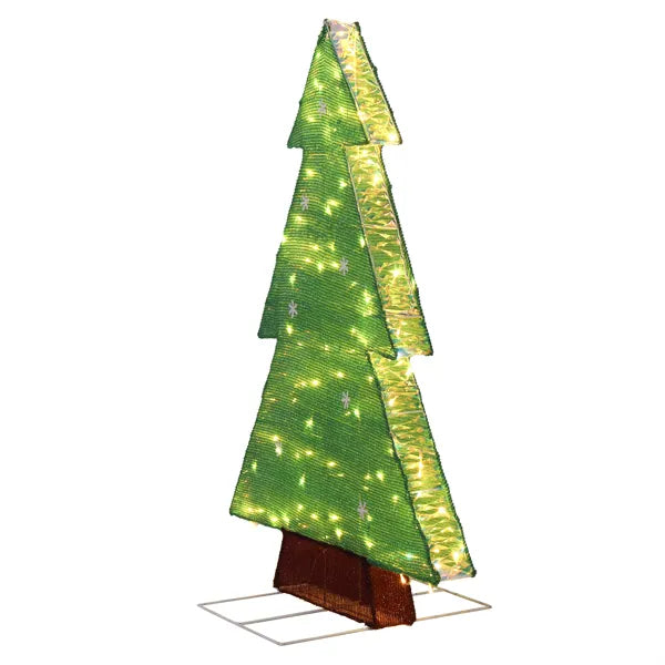4FT Lighted Christmas Tree Yard Decorations, Pre-lit Holiday Decor With 110 Warm White LED Lights For Xmas Outdoor - view 10