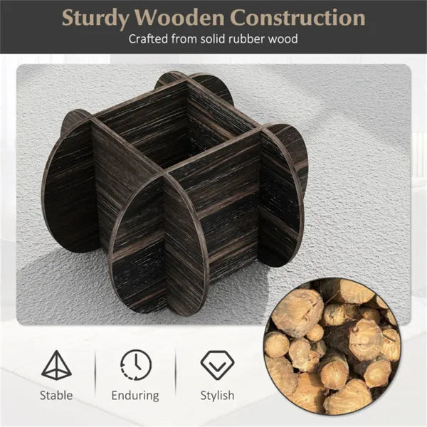 Sturdy Wooden Cocktail Table - Rubber Wood/Plywood/MDF Frame, 220lbs Capacity, Cross-Shaped Base - view 5