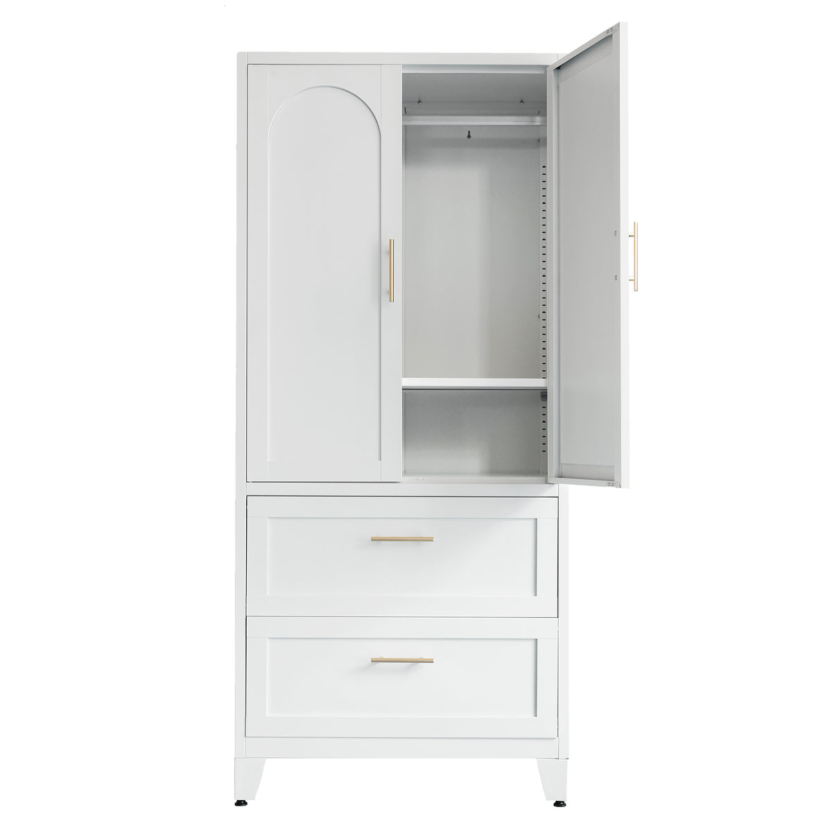 71inch Tall Metal Wardrobe Cabinet With 2 Drawers And Hanging Rod, 2 Doors Wardrobe Closet With Shelf For Bedroom - view 10