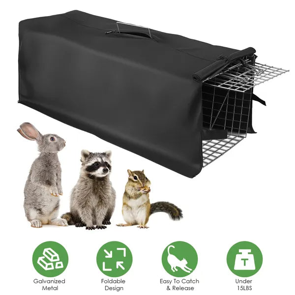 31x12x11' Heavy Duty Folding Live Animal Trap Cage Cover And Gloves Available - view 10