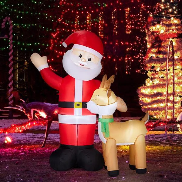 6.3FT Lighted Christmas Inflatable Decoration, Inflatable Santa And Reindeer - view 10