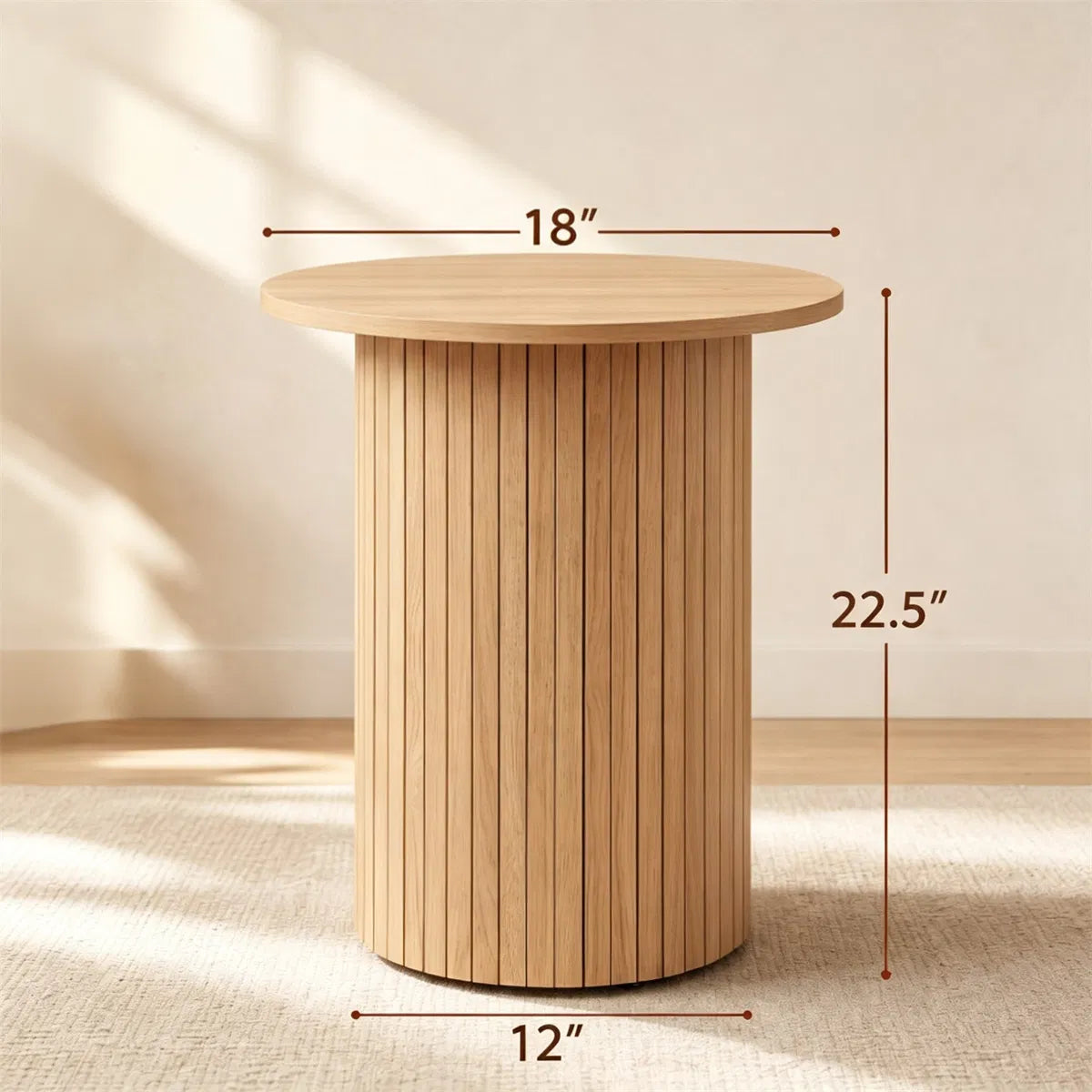 Minimalist Round Pedestal Side Table, Space-Saving Stable Nightstand with Rounded Edges & Anti-Slip Pads - view 10