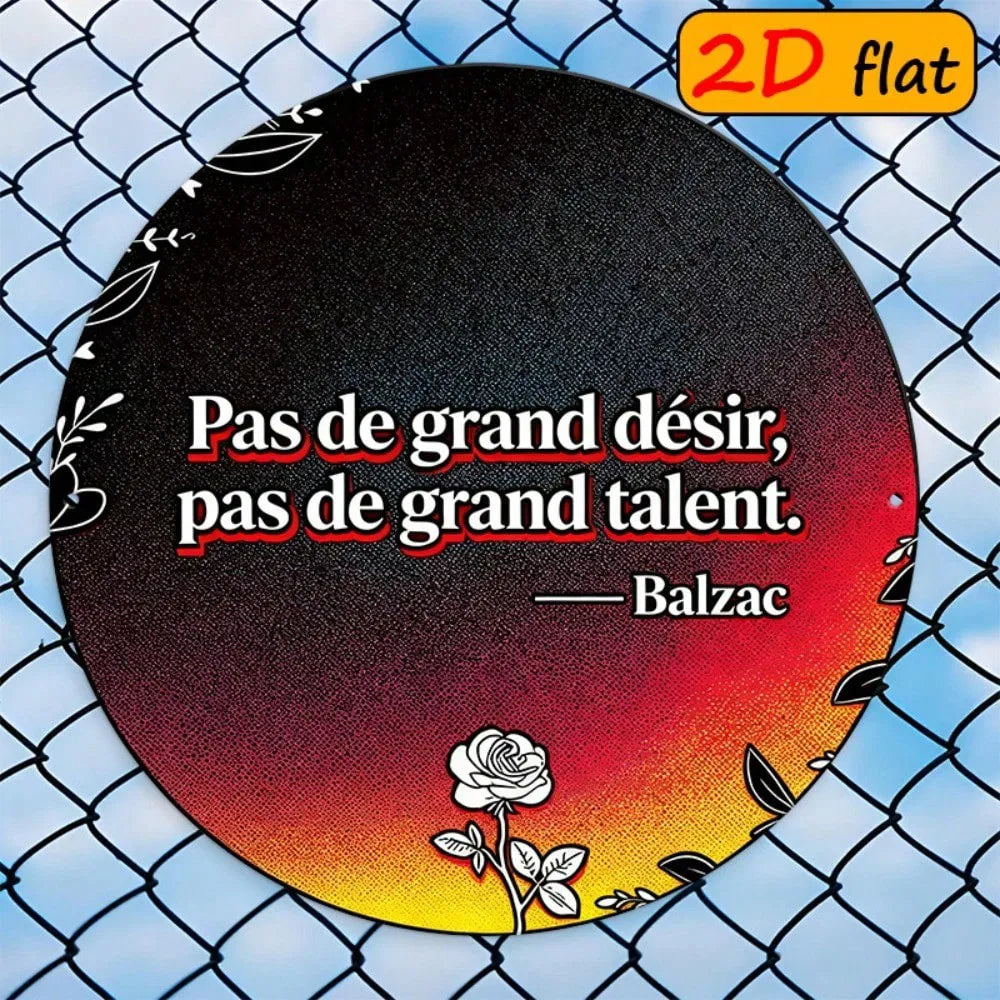 1pc Round Aluminum Sign, Aluminum Sign, French Proverb Floral Wall Plaque, French Proverb Floral Wall Plaque - view 6