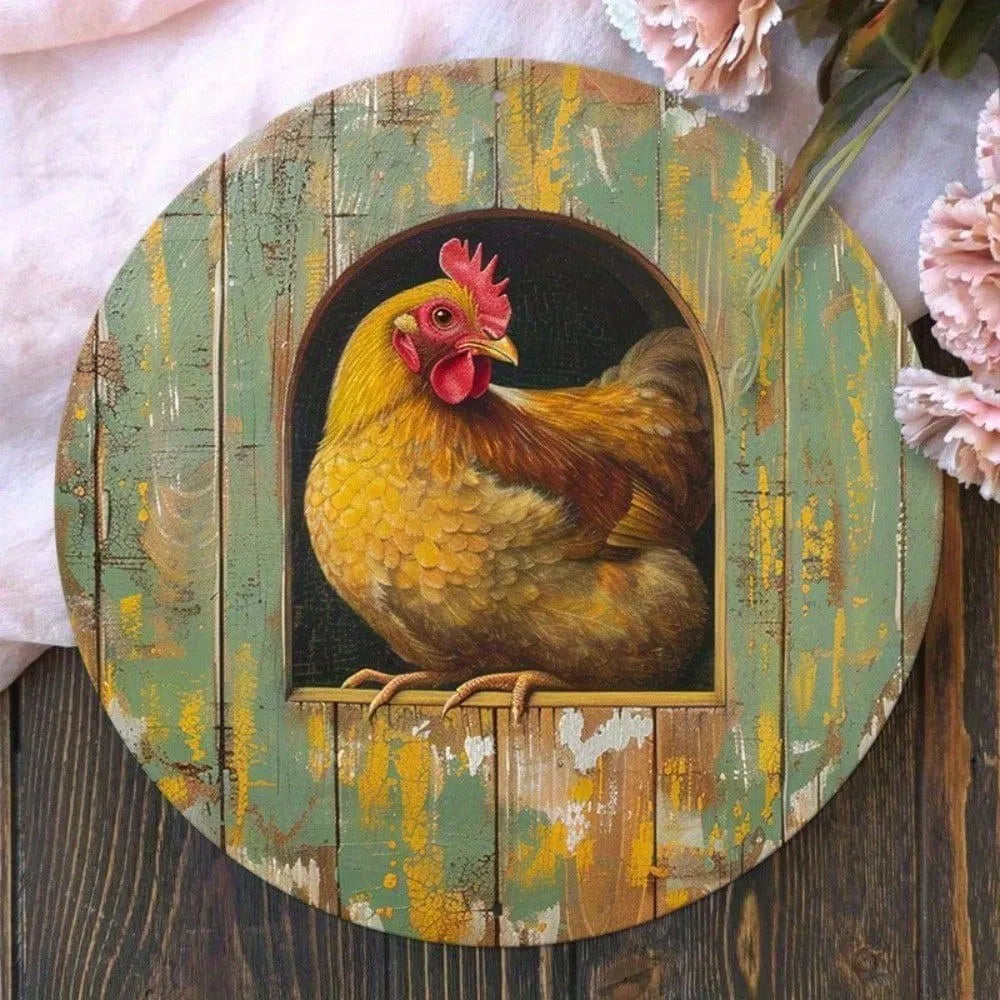 Tin Metal Wall Art 8x8 Inch Vintage Round Wreath Sign, High Definition Printed Rustic Farmhouse Decorative Wall Hanging - view 6