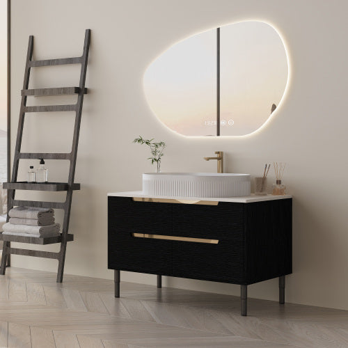 36 Inch Bathroom Vanity, Freestanding Or Wall Mounted With Ceramic Integrated Sink & Soft-Close Drawers - view 8