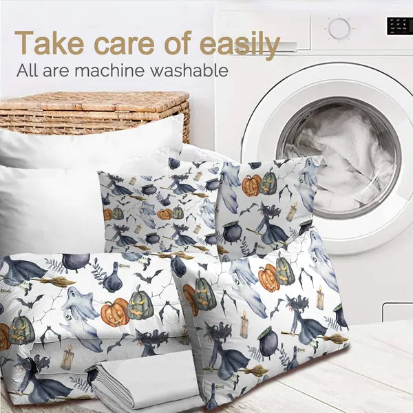 8pcs Halloween Comforter Set, Witch Pattern Bed In A Bag Bedding With Comforter Sheet Sham - 1 Comforter - view 4