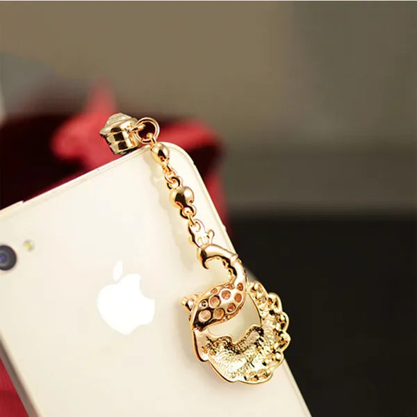 Colorful Crystal Diamond Phoenix Dust Cap Pendant For Cell Phone 3.5mm Jack - view 5