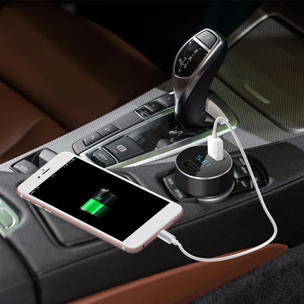 Dual USB Car Charger Adapter Aluminum Alloy Fast Car Charging - view 5