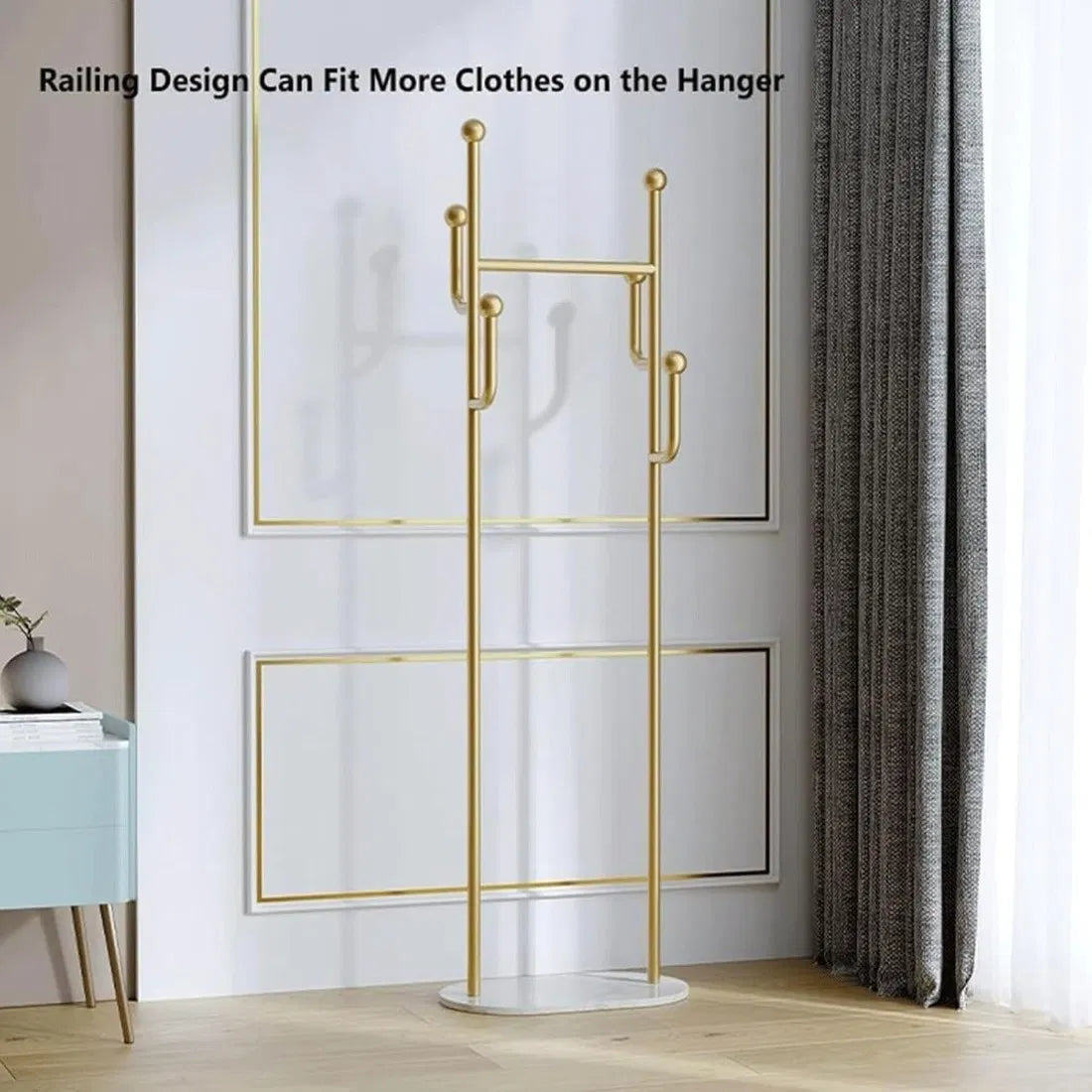 Clothing Rack, Golden Metal Freestanding Heavy Duty Clothes Rack with Marble Base - view 8
