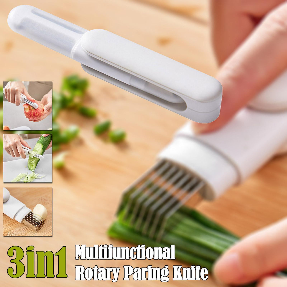 3 In 1 Multifunctional Rotary Paring Knife 360 Rotating Stainless Steel Peeler And Grater Kitchen Gadgets - view 10