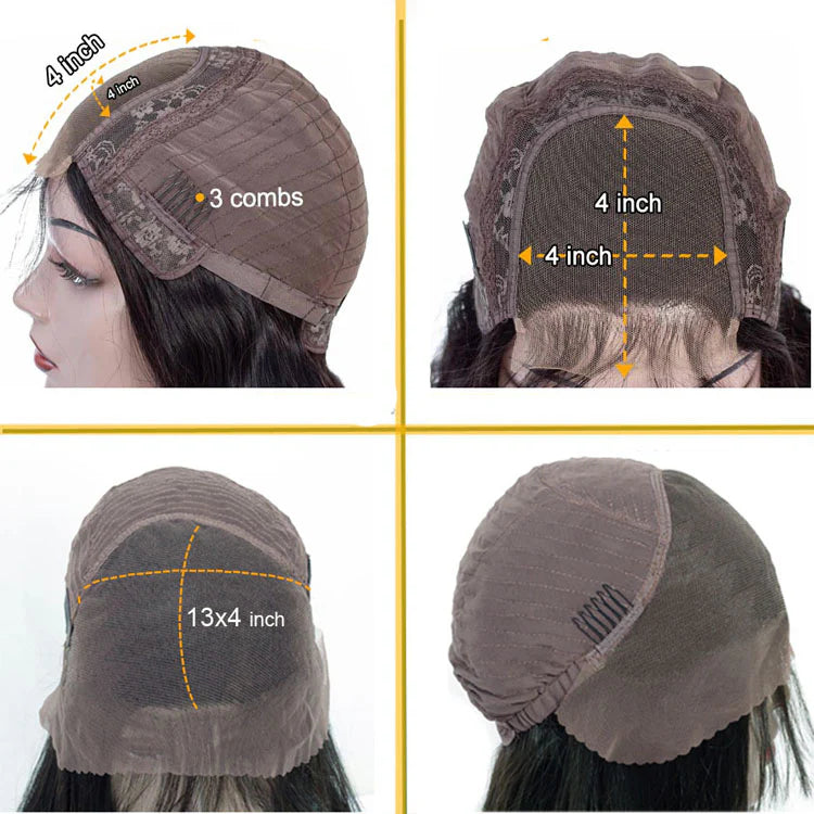 4x4 Lace Human Hair Wig Chocolate Brown Body Wave, Density - view 4
