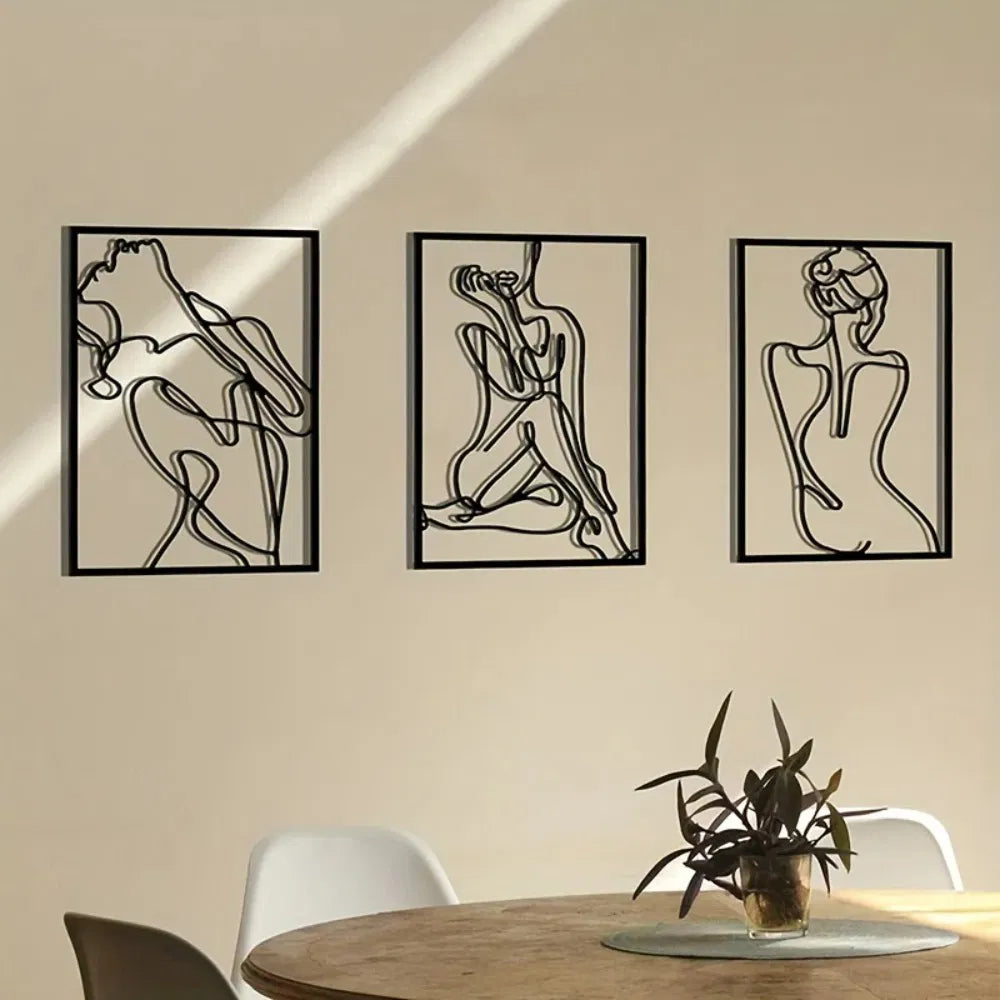 3 Piece Abstract Line Art Wall Sculpture Set Modern Minimalist Decor for Living Room Bedroom Office - view 7