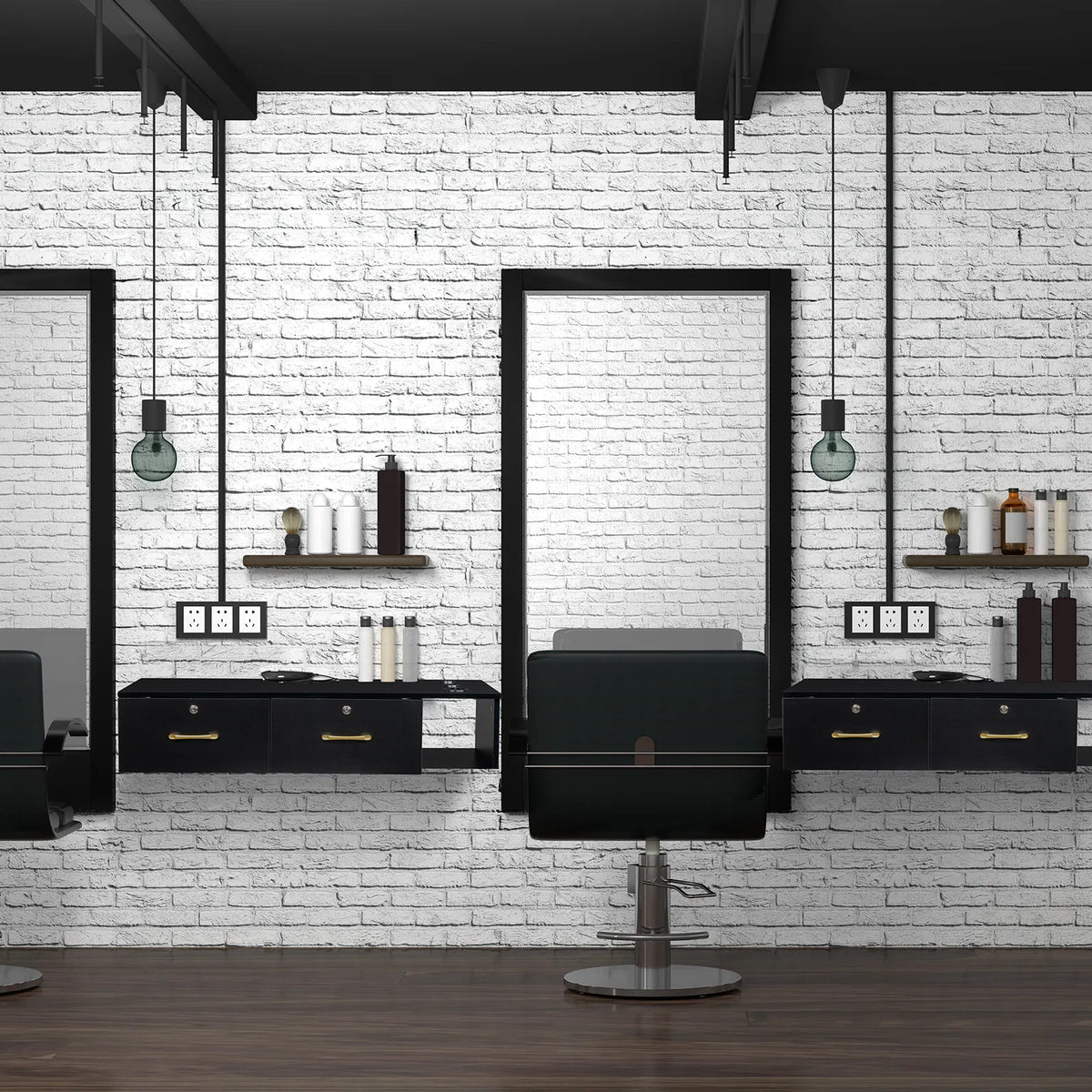 15cm E0 particleboard with hemp surface, two draws and three holes with lock, salon cabinet, black - view 10