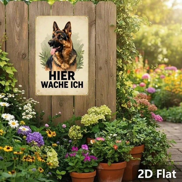 Vintage German Shepherd Metal Sign HIER WACHE ICH Retro Dog Wall Art Classic Animal Illustration 2D Flat Home Decor 1pc - view 5