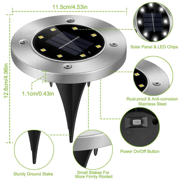 4Pcs Solar Powered Ground Light Outdoor IP65 Waterproof Buried In-Ground Lamp Decorative Path Deck Lawn Patio Lamp - view 5