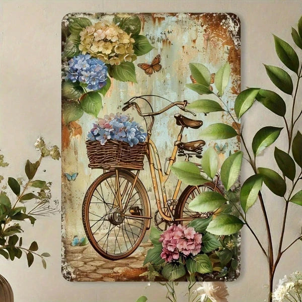 Retro Bicycle | 8x12 Inch Metal Tin Sign Waterproof Rustproof Vintage Wall Decor Classic Bicycle Pattern Hanging Plaque - view 5