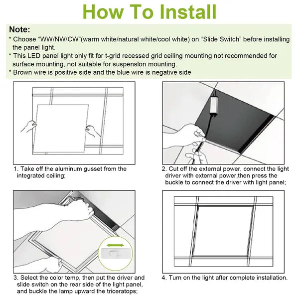 2Pcs 72W 2×2FT LED Panel Light 3800LM Flat Ceiling Light With 3 Lighting Color Temperature Equivalent LED Troffer - view 5