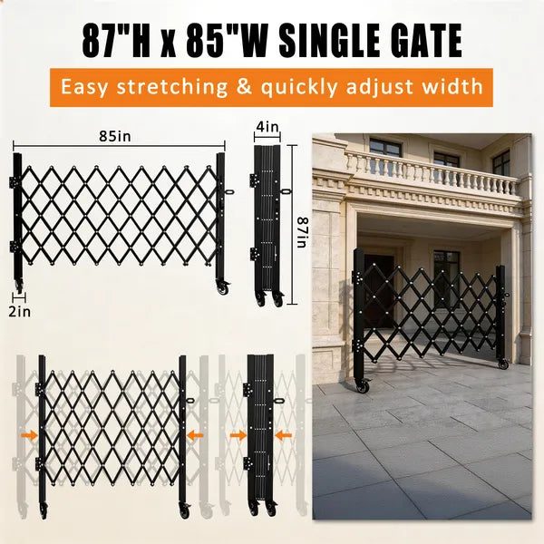 Foldable Security Gate, Expandable Safety Barrier With 360' Swivel Casters Lockable Design - view 6