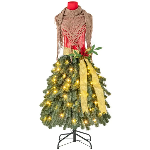 5 FT Pre-lit Mannequin Artificial Christmas Tree Dress Form - view 6