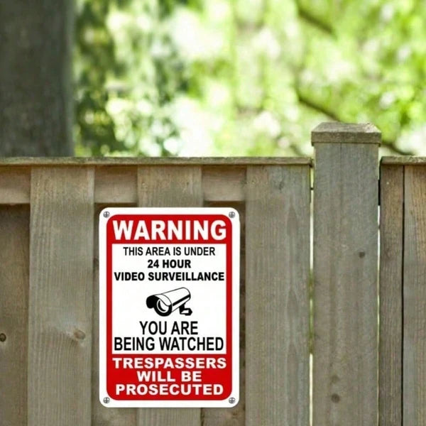 24 Hour Video Surveillance Metal Sign Weatherproof Security Warning For Yard Indoor Outdoor Use - view 5