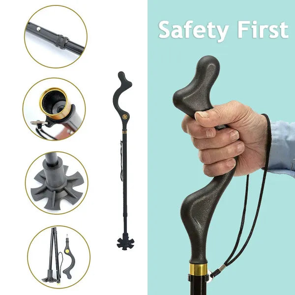 Posture Cane Adjustable Height Walking Stick Hiking Walking Aid Cane - view 6