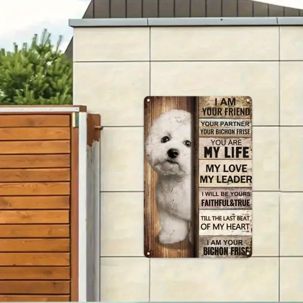 Vintage Bichon Frise Metal Tin Sign Warm Pet Quotes Wall Decor For Living Room Bedroom - view 6