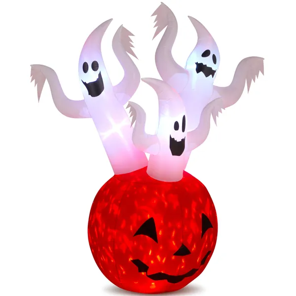 5.9 FT Halloween Inflatable Pumpkin Ghost Outdoor Decorations, Scary Blow Up Yard Decor With Built-in LED Lights - view 5