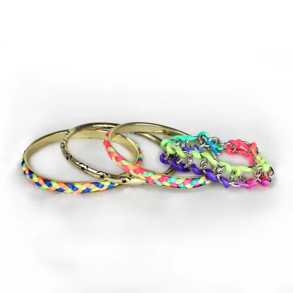 4Pcs Colorful Woven Burnished Gold Bracelets Set - view 5