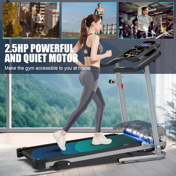 Compact Folding Treadmill For Home - 2.5HP Quiet Brushless Motor, 3-Level Incline, 7.5 MPH, Shock Absorption - view 7