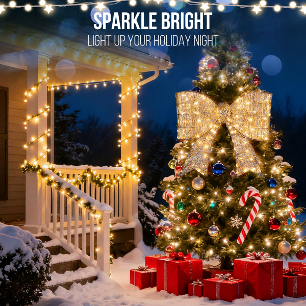 Pre-lit Outdoor Giant Bowknot Christmas Decoration, Lighted Metal Frame With 124 Warm White LED Lights - view 10