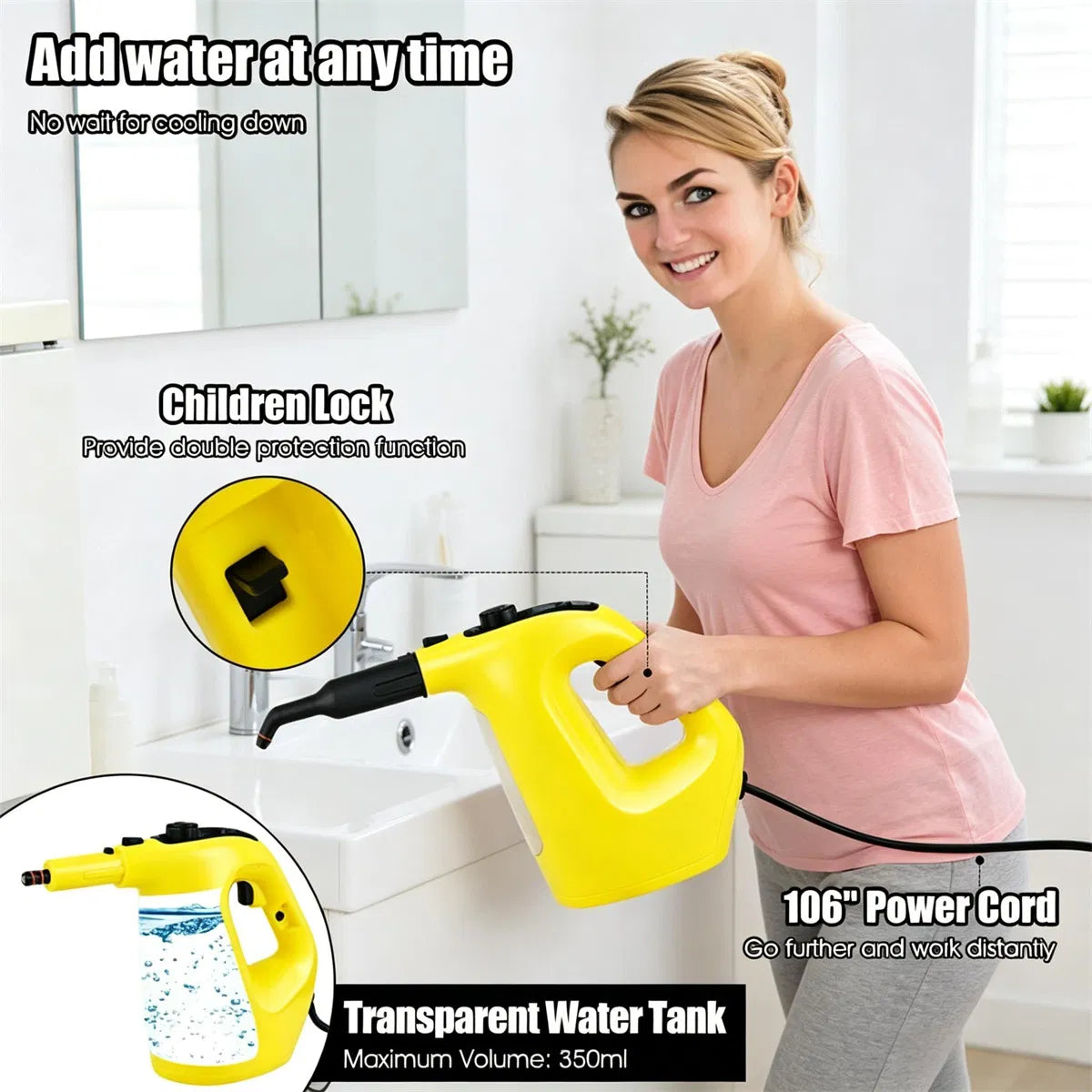 1400W Handheld Steam Cleaner, 257 High Pressure Steamer with 14-Piece Accessories, Chemical-Free Steam Mop for Kitchen - view 10