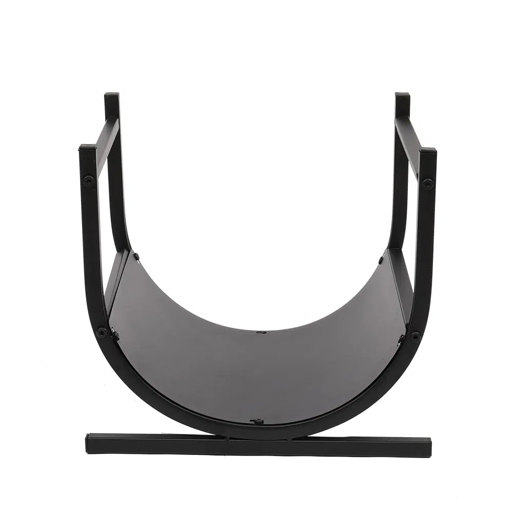 17 Inches Small Decorative Indoor/Outdoor Firewood Log Rack Bin with Scrolls, Black - view 3